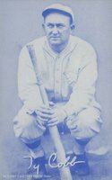 1980 Hall of Fame Exhibits # Ty Cobb Blue Baseball Card