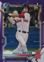 2021 Bowman Draft #BDC174 Marcelo Mayer Chrome-Purple Refractor Baseball Card