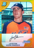 2005 Bowman Chrome Draft Picks #129 Justin Verlander Gold Refractor Baseball Card