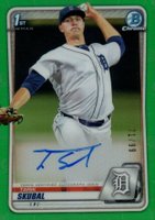 2020 Bowman Chrome Prospect Autographs #CPATS Tarik Skubal Green Refractor Baseball Card