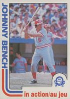 1982 O-Pee-Chee #304 Johnny Bench In Action Baseball Card