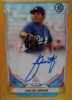 2014 Bowman Chrome Mini Refractor Autograph #CMAJU Julio Urias Gold Baseball Card