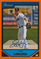2007 Bowman Prospects #BP112 Evan Longoria Autograph-Orange Baseball Card