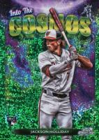 2024 Topps Chrome Cosmic Into the Cosmos #12 Jackson Holliday Green Space Dust Refractor Baseball Card