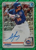 2020 Bowman Chrome Prospect Autographs #CPAFA Francisco Alvarez Green Shimmer Baseball Card