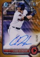 2022 Bowman Draft Chrome Draft Pick Autographs #CDACD Chase Delauter Gold Wave Refractor Baseball Card