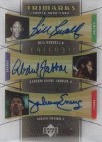 2005 Upper Deck Trilogy Trimarks 1 or 2 #TMRAE Bill Russell/Kareem Abdul-Jabbar/Julius Erving Basketball Card
