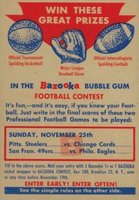 1956 Topps # Contest Card Nov.25 Steeler-Cards/49ERS-Eagle Football Card