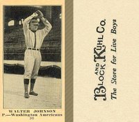 1916 Block & Kuhl (1916) #90 Walter Johnson Baseball Card