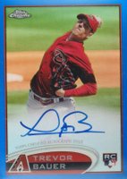 2012 Topps Chrome #TB Trevor Bauer Blue Refractor Autograph Baseball Card