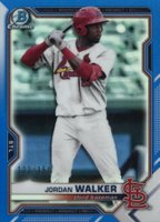 2021 Bowman Draft #BDC187 Jordan Walker Chrome-Blue Refractor Baseball Card