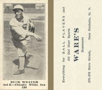 1916 Wares #186 Buck Weaver Baseball Card