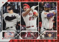 2023 Topps #246 Aaron Judge/Mike Trout/Yordan Alvarez Red Foil Baseball Card