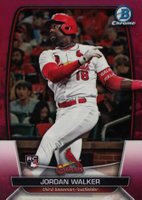 2023 Bowman Chrome #18 Jordan Walker Fuchsia Baseball Card