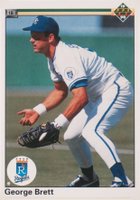 1990 Upper Deck #124 George Brett Error-No Copyright & 133 Runs Should Be 1300 Baseball Card