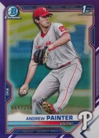 2021 Bowman Draft #BDC10 Andrew Painter Chrome-Purple Refractor Baseball Card