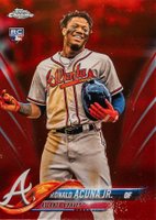 2018 Topps Chrome Update #HMT25 Ronald Acuna Jr. Red Refractor Baseball Card