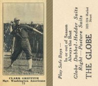 1916 The Globe Clothing #72 Clark Griffith Baseball Card