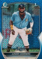 2023 Bowman Mega Box Chrome #61 Junior Caminero Blue Baseball Card