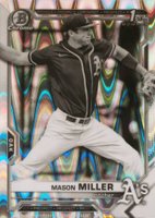 2021 Bowman Draft #BDC85 Mason Miller Chrome-Black & White Raywave Refractor Baseball Card