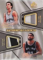 2007 SP Game Used Authentic Fabrics Dual #GD Manu Ginobili/Tim Duncan Patch Basketball Card