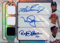 2014 Topps Triple Threads Autograph Relic Combos #GMA Ken Griffey Jr./Mark McGwire/Roberto Alomar Baseball Card