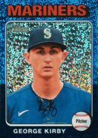 2024 Topps Heritage #60 George Kirby Chrome-Blue Sparkle Baseball Card