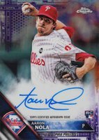 2016 Topps Chrome Rookie Autographs #RA-AN Aaron Nola Purple Refractor Baseball Card