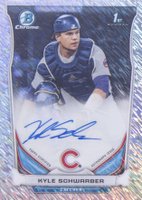 2014 Bowman Chrome Draft Pick Autograph #KS Kyle Schwarber Shimmer Refractor Baseball Card