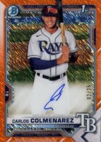 2021 Bowman Chrome Prospect Autographs #CPACC Carlos Colmenarez Orange Shimmer Refractor Baseball Card