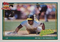 1991 Topps #670 Rickey Henderson Baseball Card