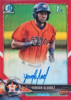2018 Bowman Chrome Prospects Autographs #CPAYA Yordan Alvarez Red Refractor Baseball Card