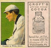 1909 Croft's Cocoa # Chief Bender White Hat Baseball Card