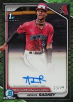 2024 Bowman Chrome Prospect Autographs #CPAAR Adriel Radney Reptilian Green Refractor Baseball Card