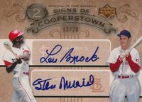 2005 Upper Deck Hall of Fame Signs of Cooperstown Dual Autograph #BM Lou Brock/Stan Musial Baseball Card