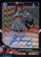 2018 Bowman Draft Chrome Draft Picks Autographs #CDAGR Grayson Rodriguez Black Wave Refractor Baseball Card