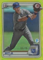 2020 Bowman 1st Edition #BFE25 Bobby Witt Jr. Yellow Foil Baseball Card