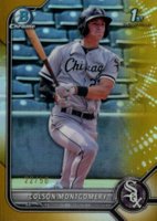 2022 Bowman Chrome Prospects #BCP71 Colson Montgomery Gold Refractor Baseball Card