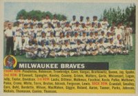 1956 Topps #95wL Milwaukee Braves Left-White back Baseball Card
