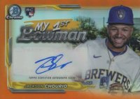 2024 Bowman Chrome My 1st Bowman Autographs #1BAJCH Jackson Chourio Orange Refractor Baseball Card