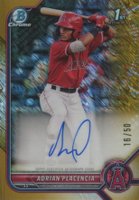 2022 Bowman Chrome Prospect Autographs #CPAAPA Adrian Placencia Gold Shimmer Refractor Baseball Card