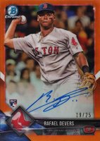 2018 Bowman Chrome Rookie Autograph #BCRARD Rafael Devers Orange Refractor Baseball Card