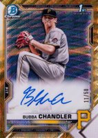 2021 Bowman Draft Chrome Draft Pick Autographs #CDABC Bubba Chandler Gold Wave Refractor Baseball Card
