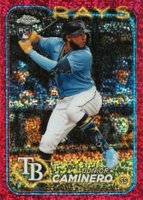 2024 Topps Chrome #213 Junior Caminero Magenta Speckle Refractor Baseball Card