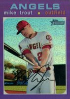 2020 Topps Heritage #466 Mike Trout Chrome-Purple Refractor Baseball Card