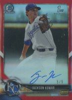 2018 Bowman Draft Chrome Draft Picks Autographs #CDAJKO Jackson Kowar Red Refractor Baseball Card