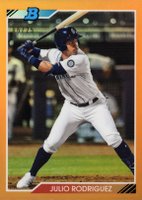 2020 Bowman Heritage Chrome Prospects #ROD Julio Rodriguez Orange Refractor Baseball Card