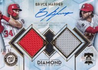 2020 Topps Diamond Icons Single-Player Dual Team Autographed Relics #SPDTBH Bryce Harper Baseball Card