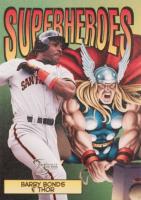 1998 Skybox Dugout Axcess Superheroes #1 Barry Bonds Baseball Card