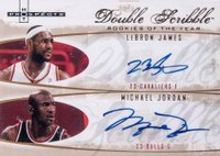 2007 Fleer Hot Prospects Double Scribble #DS-JJ LeBron James/Michael Jordan Basketball Card